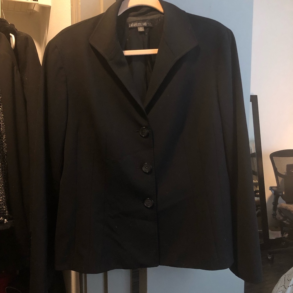 Lafayette 148 New York Black Blazer Size 14